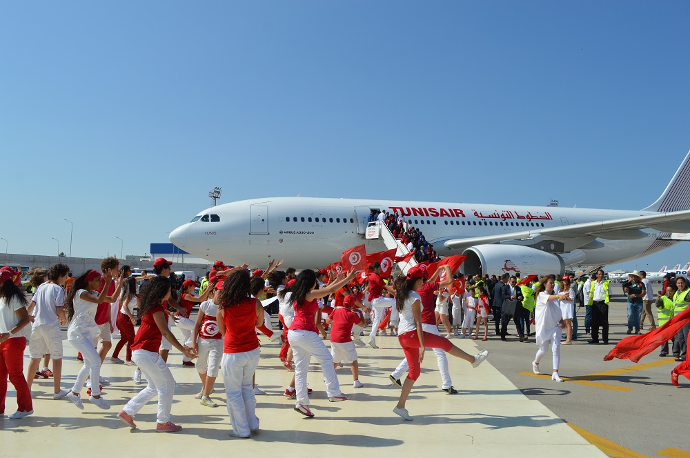 Cérémonie d'accueil pour l'A.330 lors de son arrivée à Tunis-Carthage. © photo: Destination Tunisie